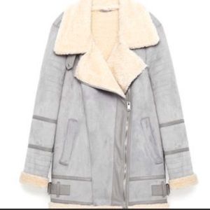 Zara Light Grey Shearling Jacket